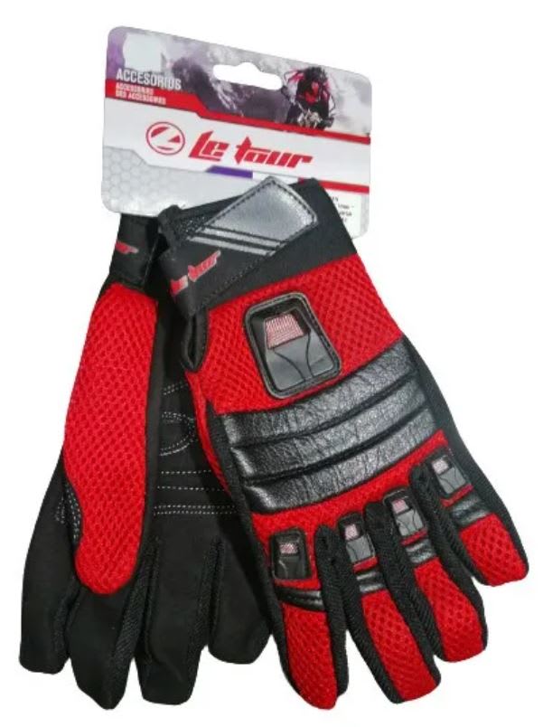 Guantes De Ciclismo Le Tour Malla Dedo Largo Rojo Con Negro PKG-242 TALLA S1