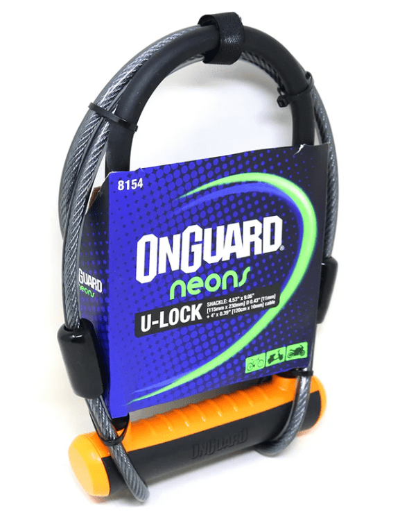 CANDADO ON GUARD LLAVE CABLE 115X230MM NARANJO1