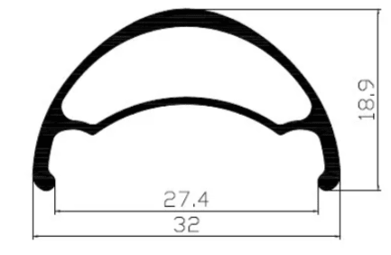 Llanta Weinmann Asimétrica 27.5 U32 OS TL Negra 32h F/V2