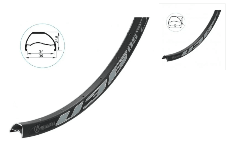 Llanta Weinmann Asimétrica 29 U36 OS TL Negra 32h F/V1