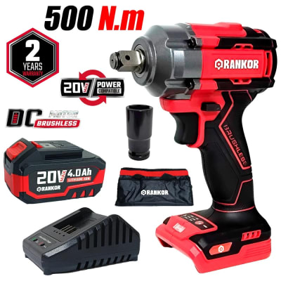 Llave De Impacto 20v 500nm Brushless Rankor