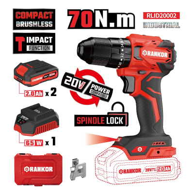 TALADRO PERCUTOR BRUSHLESS 20V RANKOR1