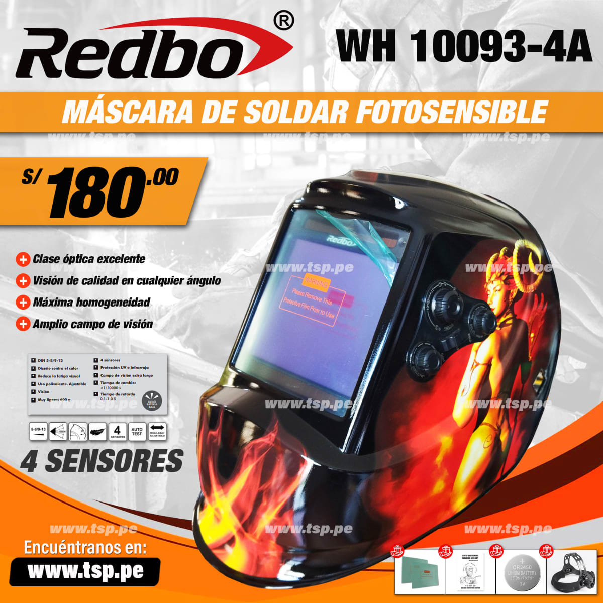 MÁSCARA FOTOSENSIBLE 4 SENSORES REDBO | TSP