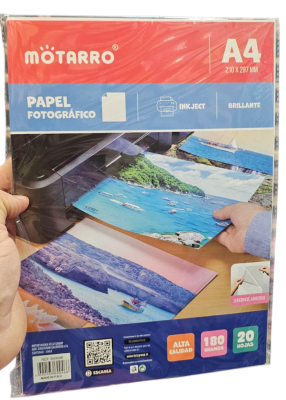 Papel Fotografico 180grs brillante Adhesivo 20hojas