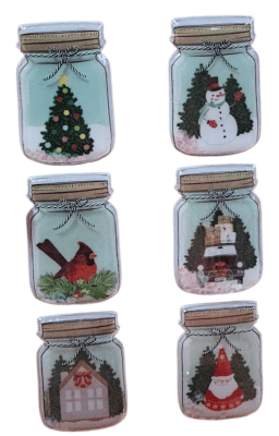 Pegatinas Vicki Boutin Evergreen & Holly Shaker (paquete de 6) - Tarro de cristal