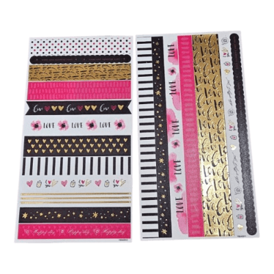 Stickers Planners Washitapes 2 Hojas 18 Diseños