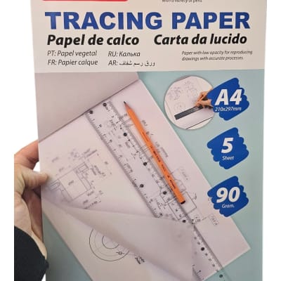 Papel Calco Diamante Vegetal - Formato A4 - 90g - Pack 5 Hojas