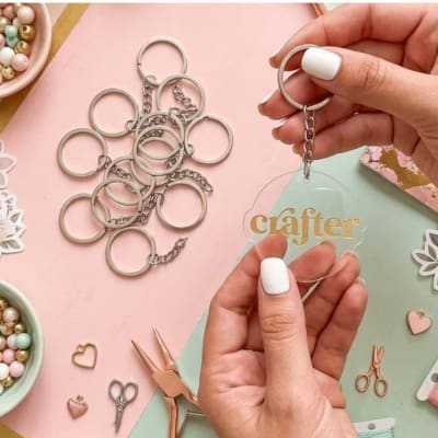 Pack Herrajes para Llavero - Argolla 3cm con Cadena 3cm - Acero Color Plata