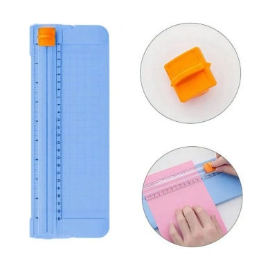 Guillotina De Papel Portátil 27cmx9cm Color Celeste Pastel