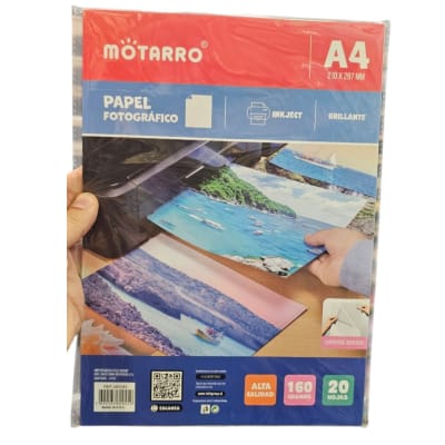 Papel Fotografico 160grs brillante Adhesivo 20hojas