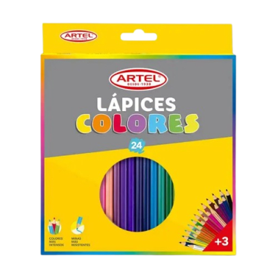 Estuche 24 Lápices de Colores Largos Artel