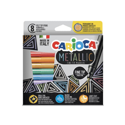 Plumones Marcadores Metallic Metalicos Punta Fina 8 Colores Carioca
