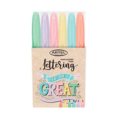 Set Marcadores Lettering Brush Pastel