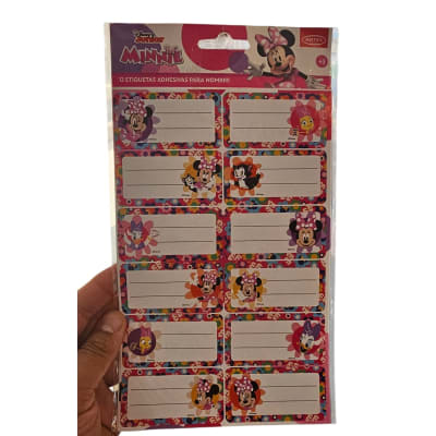 Set 12 Etiquetas Escolares 3,5x7cm Diseños Disney Minnie