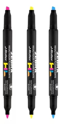 Destacador Doble Punta Tinta Fluorescente Rosado Zebra J-roller