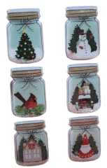 Pegatinas Vicki Boutin Evergreen & Holly Shaker (paquete de 6) - Tarro de cristal 6
