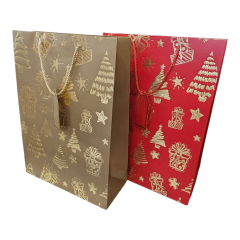 Bolsa De Regalo Navidad Detalles En Foil Y Textura 41x12x29,5cm 3