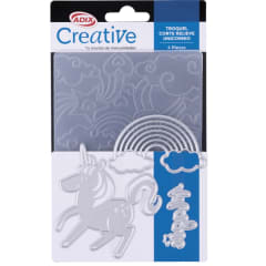 Troquel Corte mas plantilla relieve Unicornio 4 piezas 4