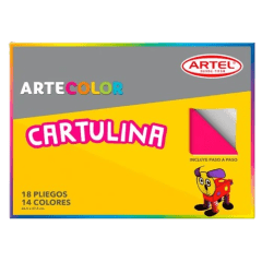 Estuche Artecolor Cartulina con 18 pliegos de 14 colores distintos de 26,5x37,5cm 1