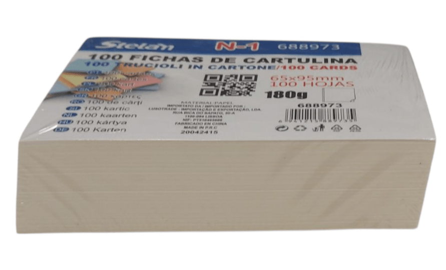 Fichas de Cartulinas 100hojas 6.5x9.5cm2