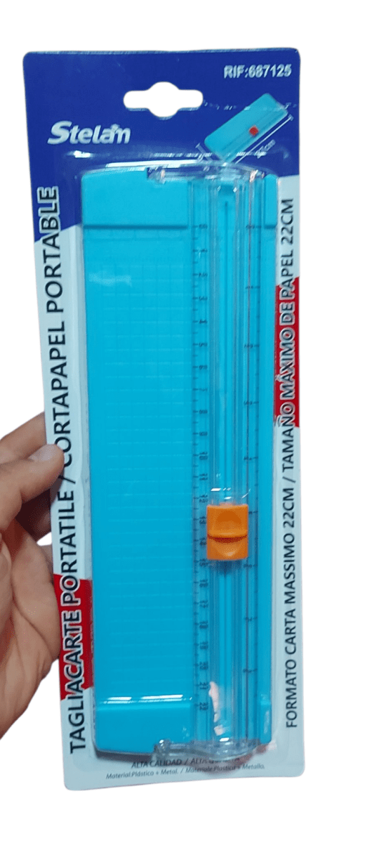 Guillotina De Papel Portátil 27cmx9cm Color Celeste Pastel3