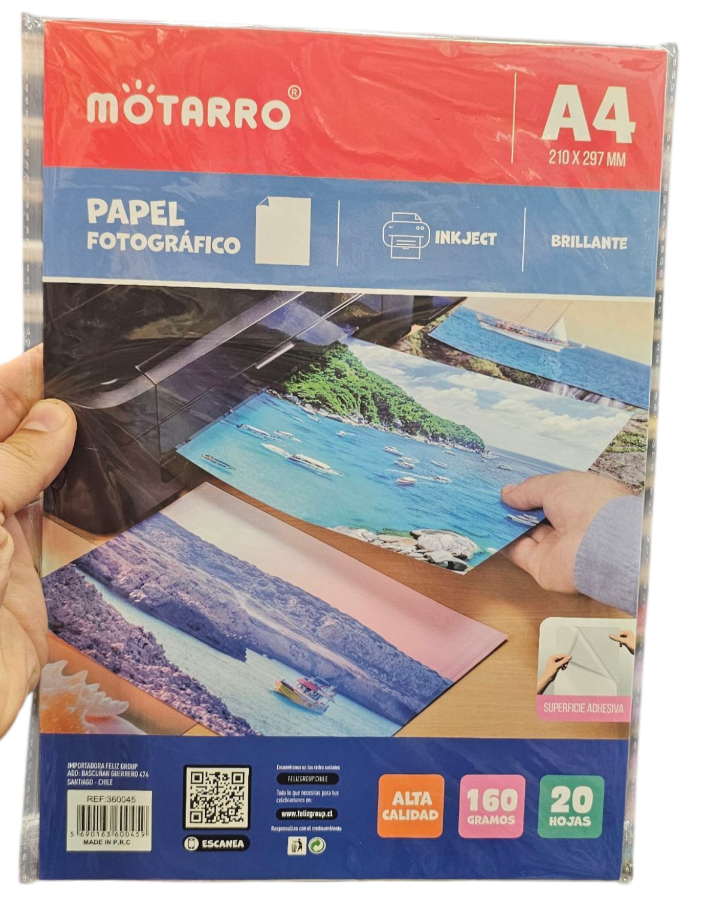 Papel Fotografico 160grs brillante Adhesivo 20hojas2