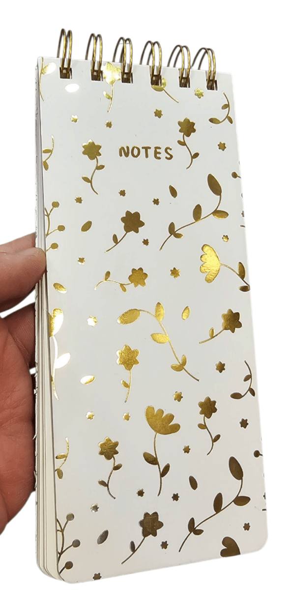 LIBRETA DE NOTAS CON FOIL Y ANILLOS 8.5X20CM 52 HOJAS1