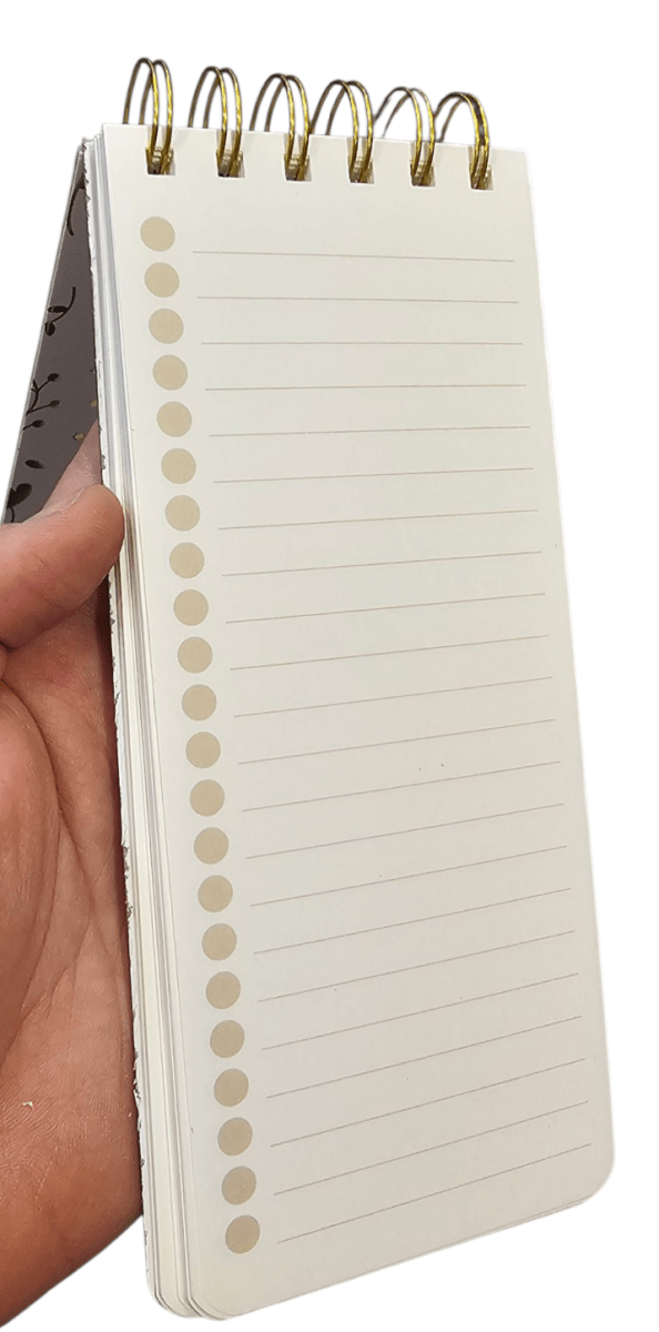 LIBRETA DE NOTAS CON FOIL Y ANILLOS 8.5X20CM 52 HOJAS2