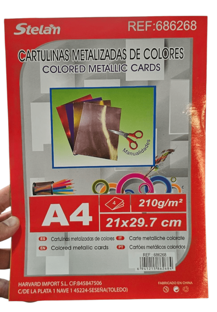 Cartulinas Metálicas A4 210grs 4 Colores3