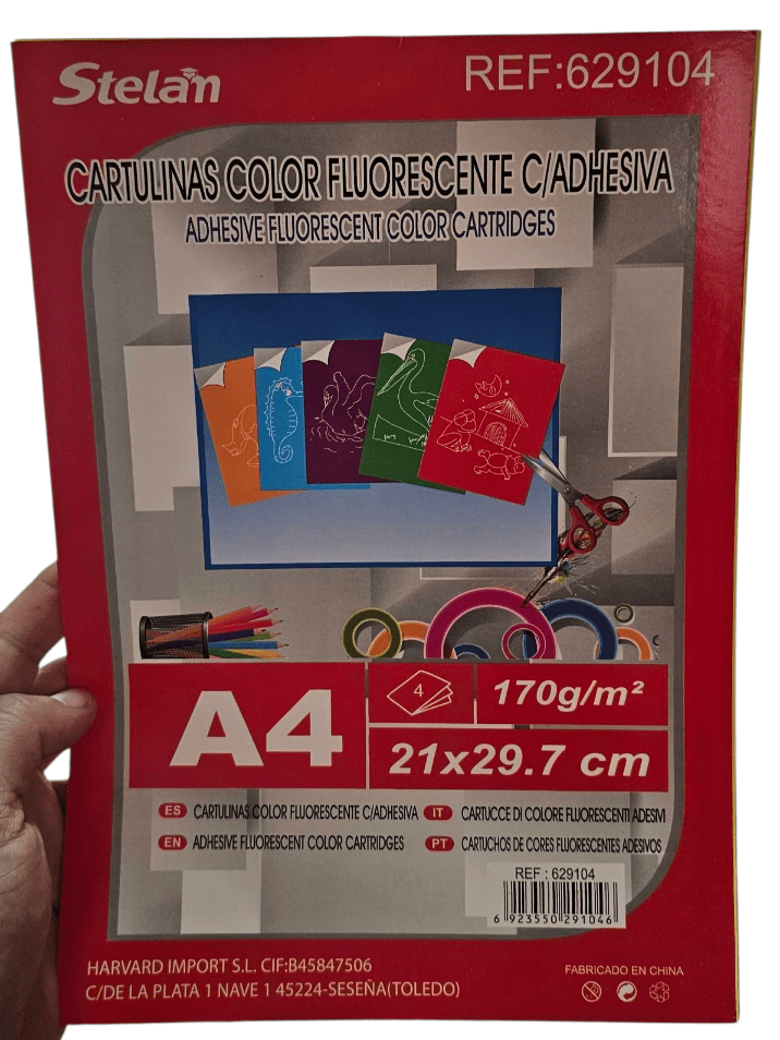 Cartulinas Fluorescente C/Adhesivo 170grs A41