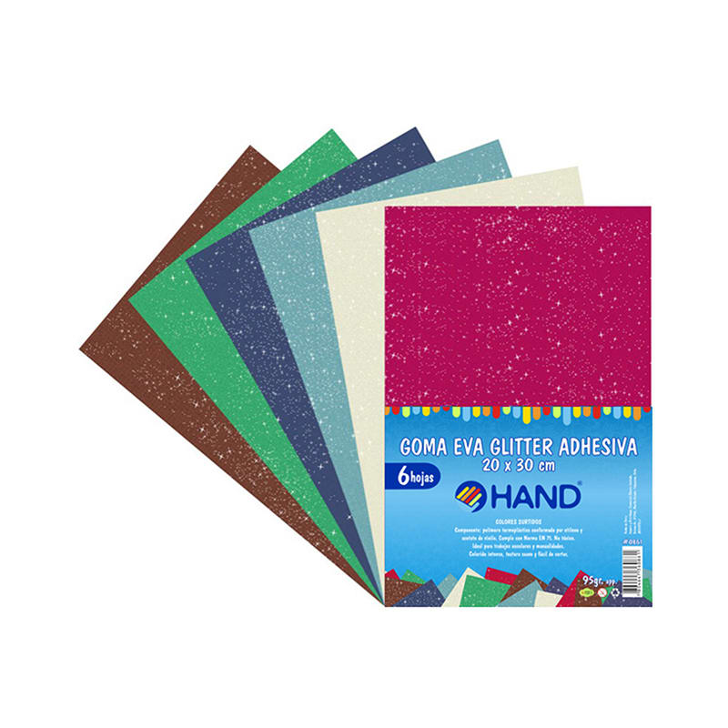 GOMA EVA GLITTER ADHESIVA 6UND 20x30cm1