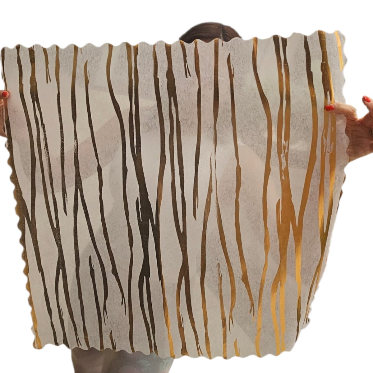 Pliego De Papel De Arroz Decorativo - 60x60 Cm - Blanco Con Dorado4