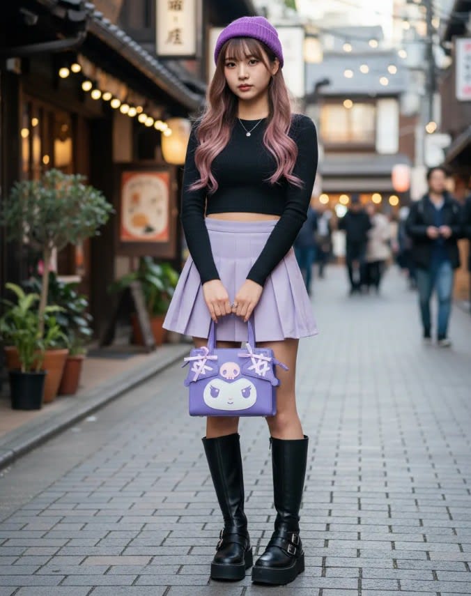 Kuromi Mini bolso morado de 2 vías (serie Dainty Doll)2