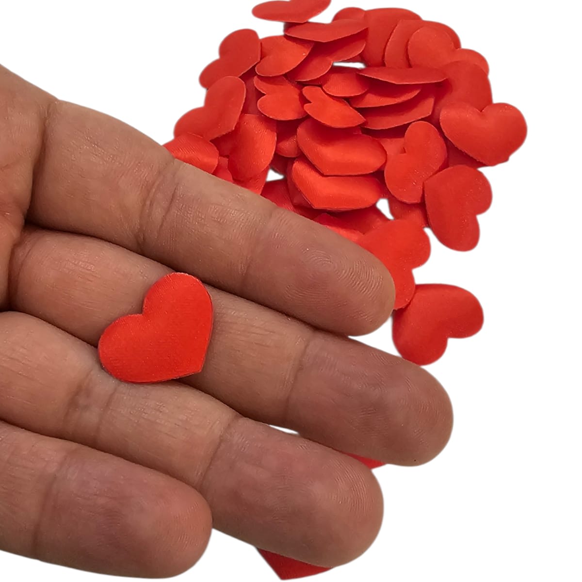 Petalos De Tela En Forma De Corazón 2cm X 100unds Rojo2