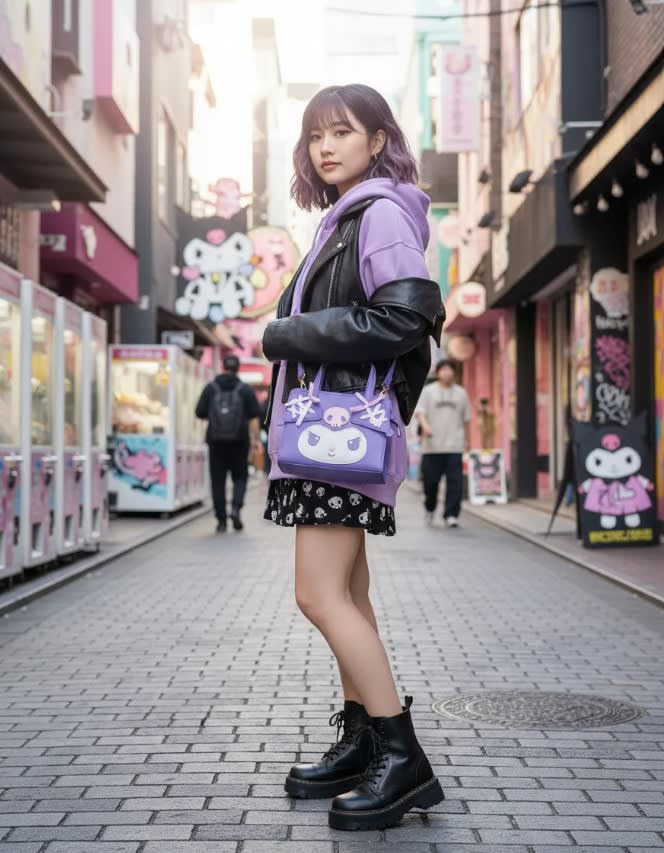Kuromi Mini bolso morado de 2 vías (serie Dainty Doll)1