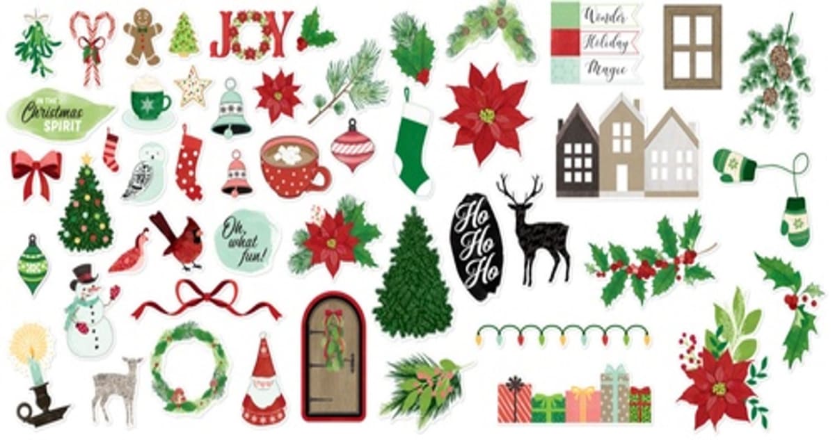 Figuras De Papel Para Scrapbook 50pza Navidad Holly Icons2
