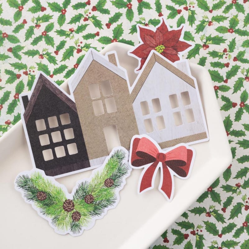 Figuras De Papel Para Scrapbook 50pza Navidad Holly Icons8