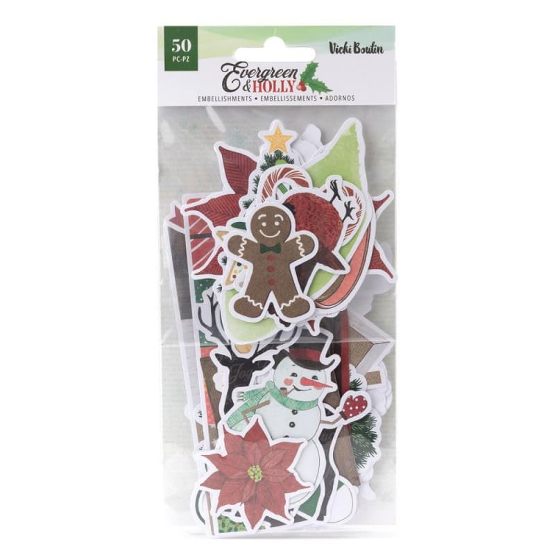 Figuras De Papel Para Scrapbook 50pza Navidad Holly Icons9