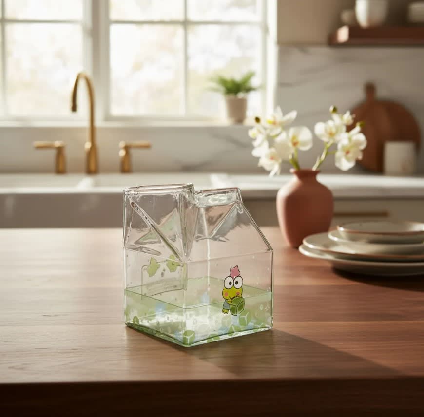 Kawaii Glass Milk Carton Cup2