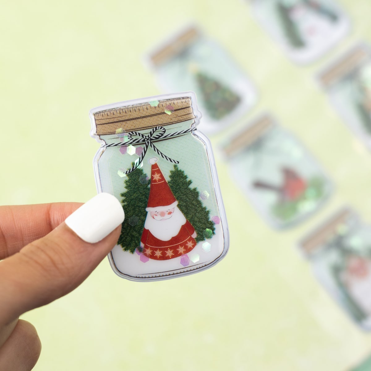 Pegatinas Vicki Boutin Evergreen & Holly Shaker (paquete de 6) - Tarro de cristal3