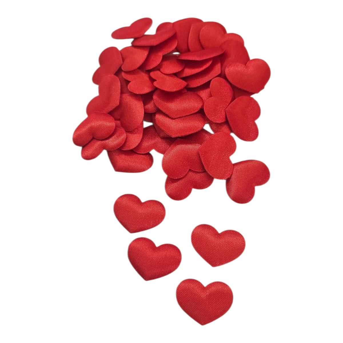 Petalos De Tela En Forma De Corazón 2cm X 100unds Rojo3