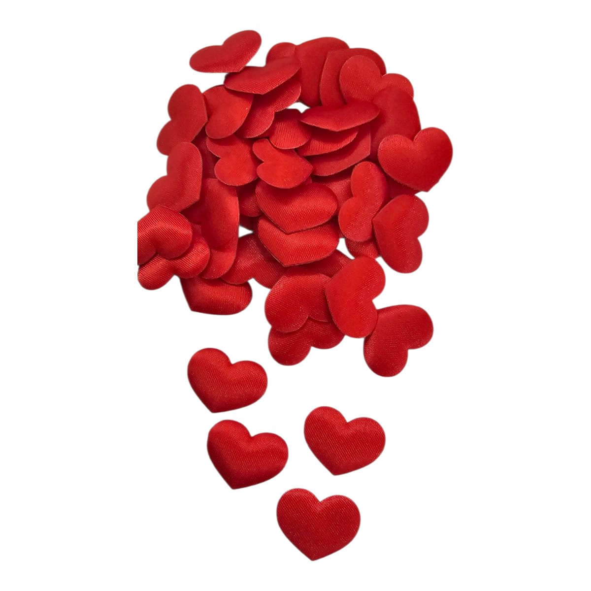 Petalos De Tela En Forma De Corazón 2cm X 100unds Rojo1