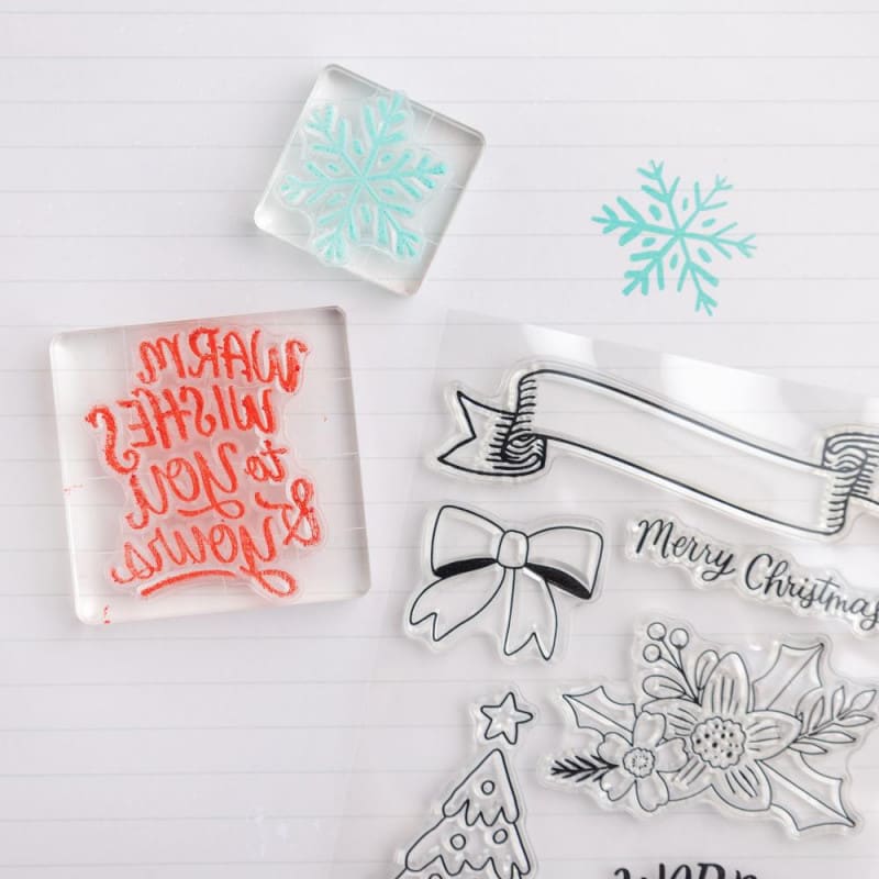 Timbres Sellos Transparentes Colección Vicki Boutin Mittens & Mistletoe Navidad 8unds2