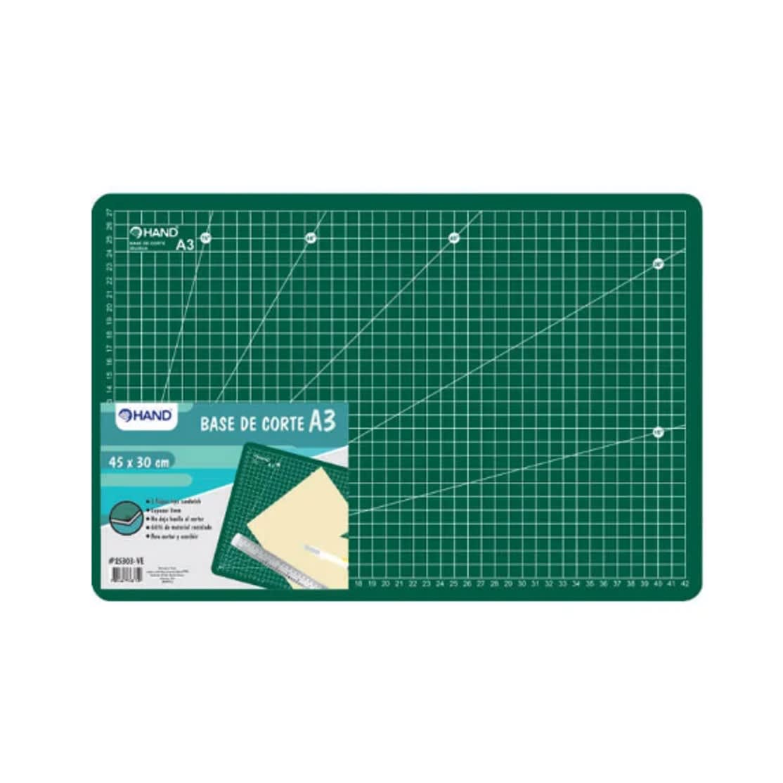 BASE DE CORTE 45X30cm 3mm A3 VERDE HAND2