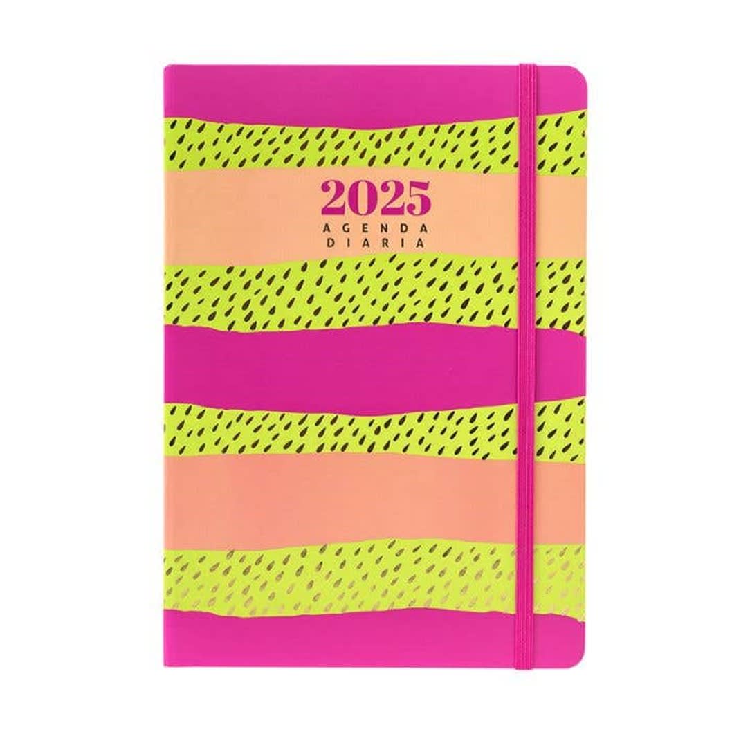 Agenda 2025 Fuccia Print con elástico5