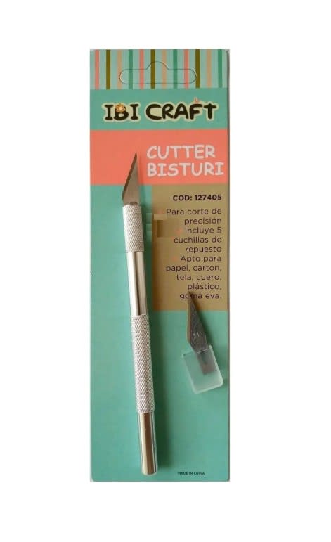 Cutter Bisturi Ibi Craft Color Plateado 1und + 5 Repuestos2