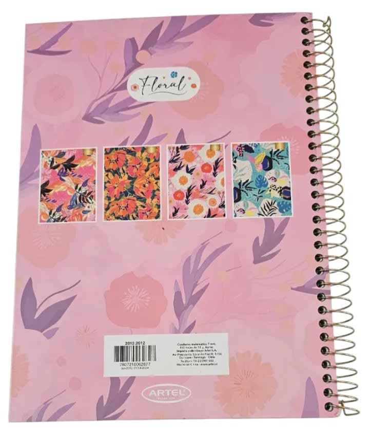 Cuaderno Artel Floral Foil - 150 Hojas Matemáticas 7mm1