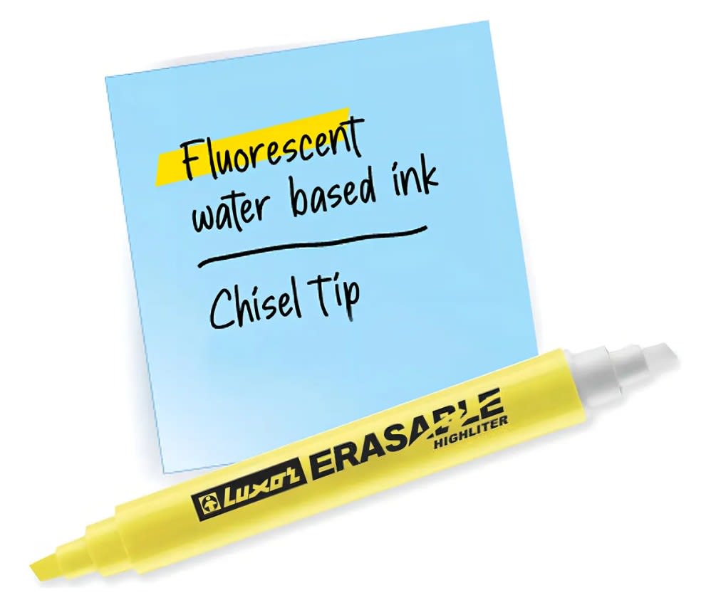 Resaltador Borrable Luxor Amarillo Fluo Duo Permite Corregir1