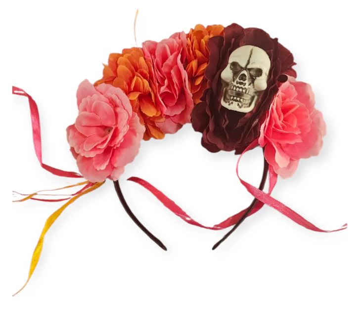 Cintiillo Diadema flores calavera Halloween4