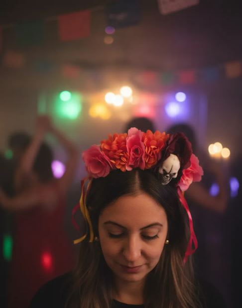 Cintiillo Diadema flores calavera Halloween3